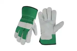 High Quality Heat Resistant Leather Welding Gloves Breathable Touchscreen Design for Daily Use White & Green Safety Gloves