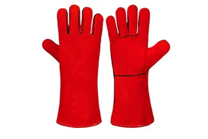 Heat Resistant Industrial Cow Split Leather Long Cuff Safety Working Welding Gloves for Welder