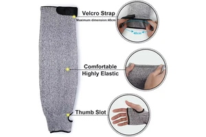 HPPE Level 5 Cut Resistant Arm Sleeves 35-45cm Long - CE/EN388 Approved, Welding & Kitchen Safety, Anti-Slip, Durable, Elastic