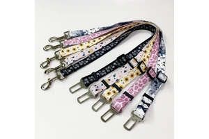 Personalized Nylon & Polyester Adjustable Reptile Vehicle Safety Hook Seat Belt With Print Pattern and Rivet Decoration