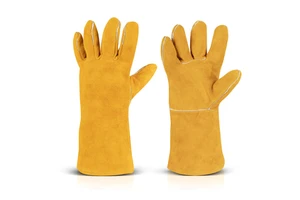 Yellow/Customized Red Sunshine LW-0104 Reusable Natural Leather Welding Gloves Anti-Heat/Anti-Slip/Anti-Cut Protection Safety