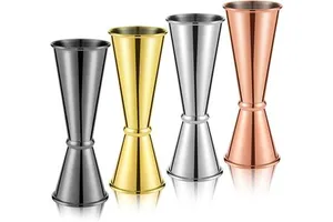 Double-headed Gold Ring Liquor Measure Stainless Steel 304 15ml~90ml Liquor Measuring Cup Scale Ounce Bar Cocktail Tool Set