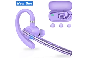Wholesale Ear Hook Wireless Headset For PC With Mic Single Ear Purple Color Business Earphones With Dual Mic Noise Cancelling