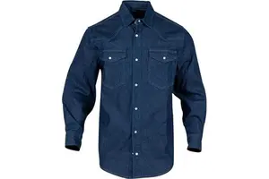 Men's FR Flame Resistant Denim Classic Work Shirt Mid-weight Cotton Fire Retardant Safety Welding Shirts