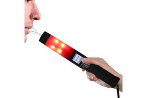 Fuel Cell Alcohol Checker Mini Digital Blowing Breath Alcohol Tester Metal Light Alarm Universal Voltage 1-Year Warranty Model