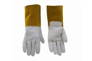 TIG Welding Gloves, Heat Resistant Cowhide Leather Welder Gloves, Soft Dexterity Work Glove with Long Gauntlet Cuff