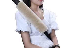 2 Pack 13.4 Inch Soft Sheepskin Single Color No Pattern Safety Belt Cover Pad Adults Universal Fit LETAN FTD Made in China