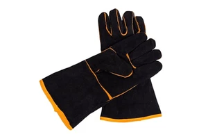 New 16 Inch XL Black Cow Split Leather Welding Gloves Fire & Heat Resistant Safety Features for Welder