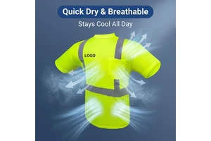 Breathable Quick Dry Short Sleeve Polyester Warehouse Logistics Customized Logo Reflective Safety T-Shirt