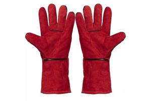 Welding Gloves Red Yellow Long Waterproof Thick Arc Cowhide Split Leather Welder Safety Gloves