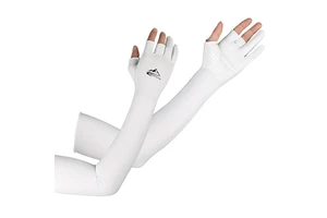 Cooling Arm Sleeves with Ergonomic Fingers Men Women UV Sun Protection Long Arms Sleeves Cover