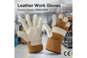 Heavy Duty Cowhide Leather Work Gloves Fleece Lined Latex Free Abrasive Heat Resistant Anti Slip Durable Welding Gloves
