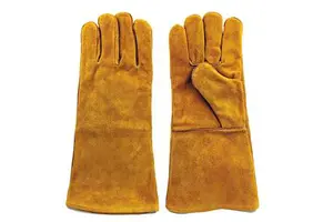 High quality cowhide split leather welding gloves 16" fingers protection working gloves