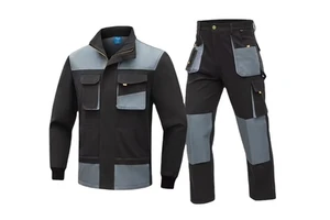 Long Sleeve Work Clothes Multi-pocket Reinforced Wear-resistant Workwear Zipper Style Stand Collar Coat Safety Clothing