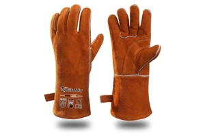 Yokii High Quality Cowhide Leather Layer Safety Working Welder Gloves Non-slip Soft Labor Hand Protection Welding Work Gloves