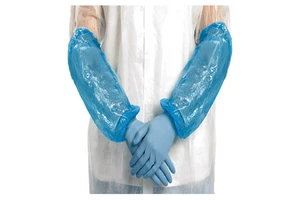 Plastic Sleeves Covers Disposable Waterproof Arm Sleeve Protectors Blue 16" with Elastic Pack of