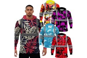 FQ Customized Hawaii Reflective Stripe Hoodie Hi Vis Lightweight Sweatshirt Polyester High Visibility Work Construction Pullover