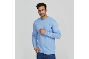 FRKNITEX Wholesale 100% Cotton Shirt NFPA2112 UL Fire Retardant Long Sleeve Knit Mechanic Work Shirt