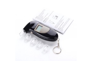 High Accuracy 10% F.S Digital Alcohol Breathalyzer Analyzer 2 AAA Batteries 1-Year Warranty for Drunk Driving Detection