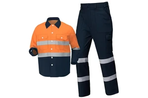 Premium Quality Men's Hi Vis Work Shirt - 100% Cotton, Long Sleeve With Air Vent, Breathable Safety Clothing