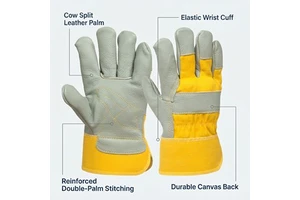 Heavy Duty Full Fleece Lining Cowhide Work Glove Anti Slip Abrasive Resistance Leather Welding Gloves