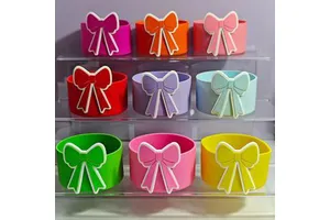 Silicone Student Cup Sleeves with Bow Decorated Anti-collision Coasters and Colorful Straw Sleeves