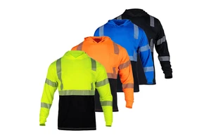 Cooling Class 3 High Visibility Long Sleeve Safety Hoodie T-Shirt for Men Logo UPF 50 Sun Protection Quick Dry Breathable