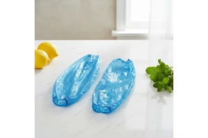 Blue Disposable Arm Sleeves Waterproof Plastic PE Over Sleeves with Elastic for Arm Protection Painted with Elastic