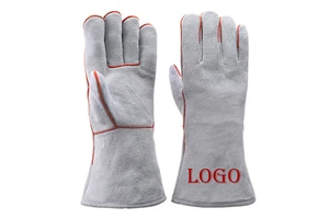 Custom Logo Cowhide Leather Welding Gloves Heat-Resistant Waterproof for Construction Mechanics Argon Safety Work Cotton Liner
