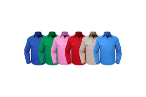 Men's Half Button 100% Cotton Twill Custom Work Shirts Security Uniform Shirt
