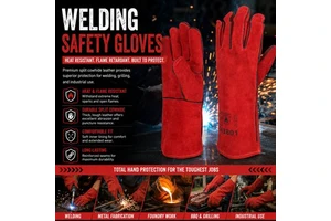 CE ANSI Certified Premium Cow Split Leather Fireproof Water Resistant Electrician Welder Safety Protection Welding Gloves