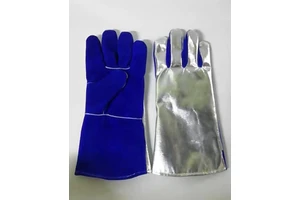 Blue Cow Leather Aluminized Welder's Gloves Anti-Cut Anti-Impact Anti-Slip Anti-Heat Blue Cow Leather Welding Gloves