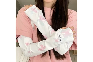 Fashion Trendy Ice Silk Sleeves Butterfly Print Sunscreen Sleeves Anti UV Summer Driving Sun Protective Sleeves for Women