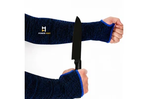 Safety Cut Resistant Waterproof Arm Guards Thumb Holes Blue Textile Nylon Foldable Protective Sleeve for Knife Handling All