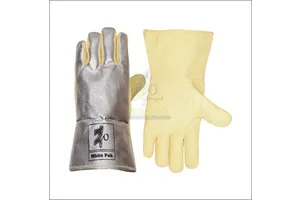 White Premium Welding Gloves with KeVLar Palm and Heat Resistance