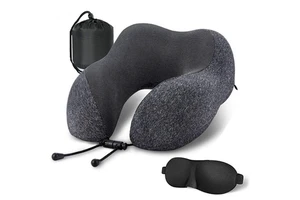 Travel Pillow Comfortable & Breathable Cover Machine Washable Airplane Travel Kit 3D Contoured Eye Masks Earplugs Luxury Bag