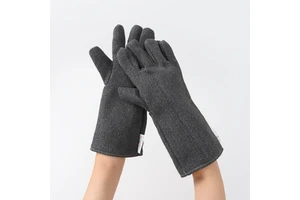 CASTONG New Developed Reinforced Five Finger Type Double Layers Dark Grey Polyester Twill Anti-Heat Anti-Cut Welding Gloves One