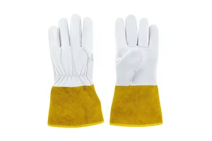 Wholesale Welder Gloves Supplier Cheap 4 Goatskin Cowhide Leather Heat Resistant Safety Hand Work TIG Argon Welding Gloves