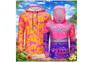 Light Weight Fluorescent Hawaiian High Visibility Aloha Print Long Sleeve Safety T Shirt Construction Work Shirt Hi Vis Hoodie