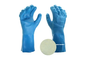 MaxiTough Heat Resistant Welding Gloves Cow Split Leather PVC Coated Anti-Slip Mining Safety Work Gloves XL Size