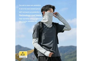 Mens Loose-fit Seamless Fusing Nylon/Cashmere Cycling Arm Sleeves Summer Sun-protective Face Mask Plus-size Sports Arm Arm