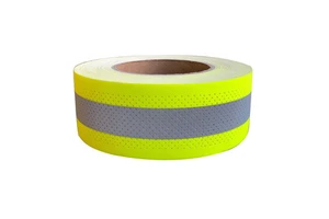Fire retardant 5CM cotton material flame resistant fluorescent yellow warning reflective tape with holes