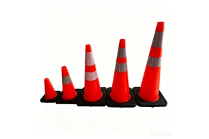 Wholesale PVC Traffic Safety Cones 900mm Good Quality Reflective Plastic Flexible Orange Cones Black Base