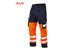 DA Wholesale Men's Hi Vis Workwear Trousers Safety Stretch Windproof Breathable Eco-friendly Zipper Fly Multi-Pockets Mid