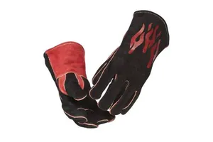 Industrial Black Red 14 Inches Cow Split Leather Long Safety Working Cut-Resistant Heat-Resistant Welding Gloves for Welder