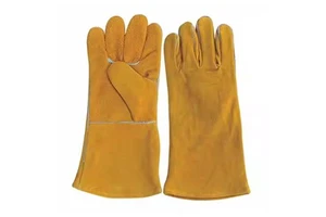 Leather Safety Industrial Welding Gloves Heat Resistant CE Certified Double Palm 7 oz Thickness Pakistan Factory Supplier Sunny