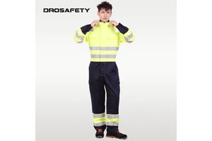 OEM Industrial Work Clothes Modacrylic Cotton Fire Resistant Safety Clothing Work Hivis Coverall
