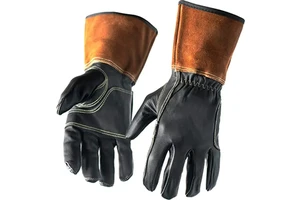 Premium Black Goatskin Leather Welding Gloves Design Welding Gloves Heat Resistant Long Leather MiG Welding Gloves Maju Industry