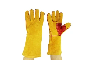 Heavy Duty 14 Inches Heat-resistant Cow Split Leather Long Safety Working Welding Gloves for Welder