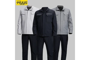 Safety Protective Work Uniforms with Stretch Fabric Industrial Wear Resistant Workwear Jacket and Trousers Custom Work Clothes